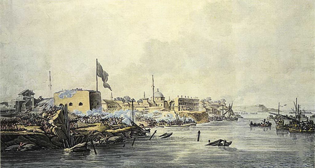 Штурм Измаила 11 декабря 1790 года. Гравюра С.П. Шифляра по рисунку М.М. Иванова. Конец XVIII века