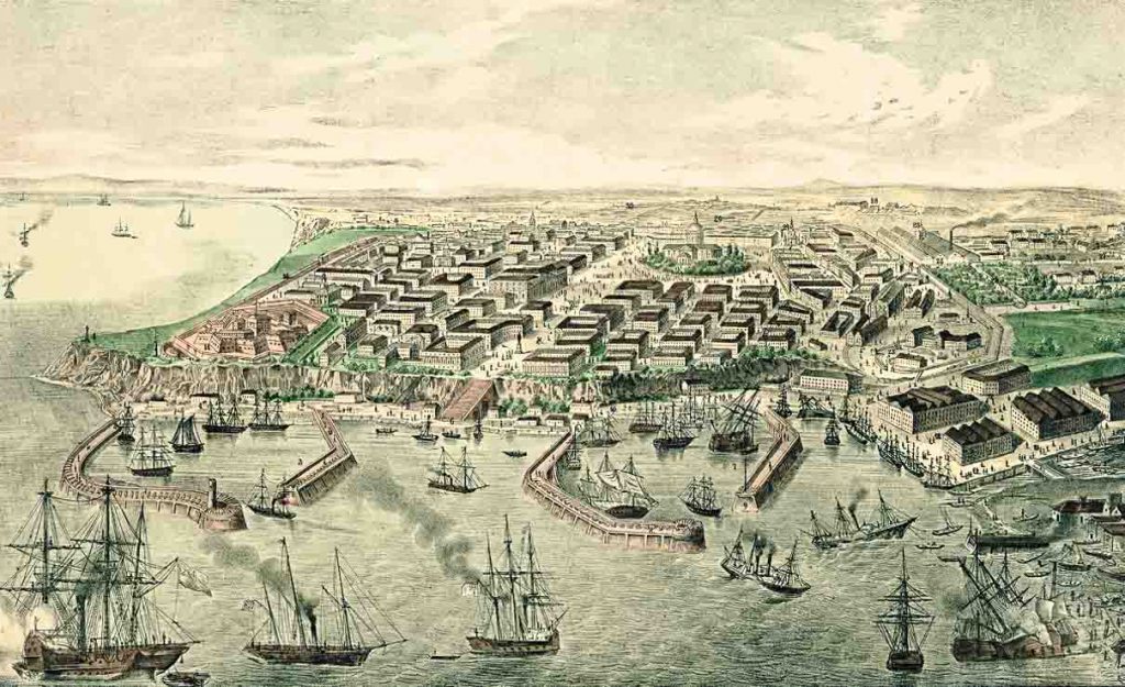 Портовый город Одесса в первой половине XIX века. Немецкая гравюра
