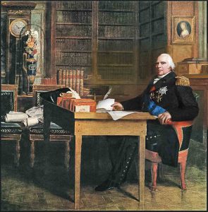 Ф. Жерар. Король Людовик XVIII в своем рабочем кабинете в Тюильри. 1823 год.