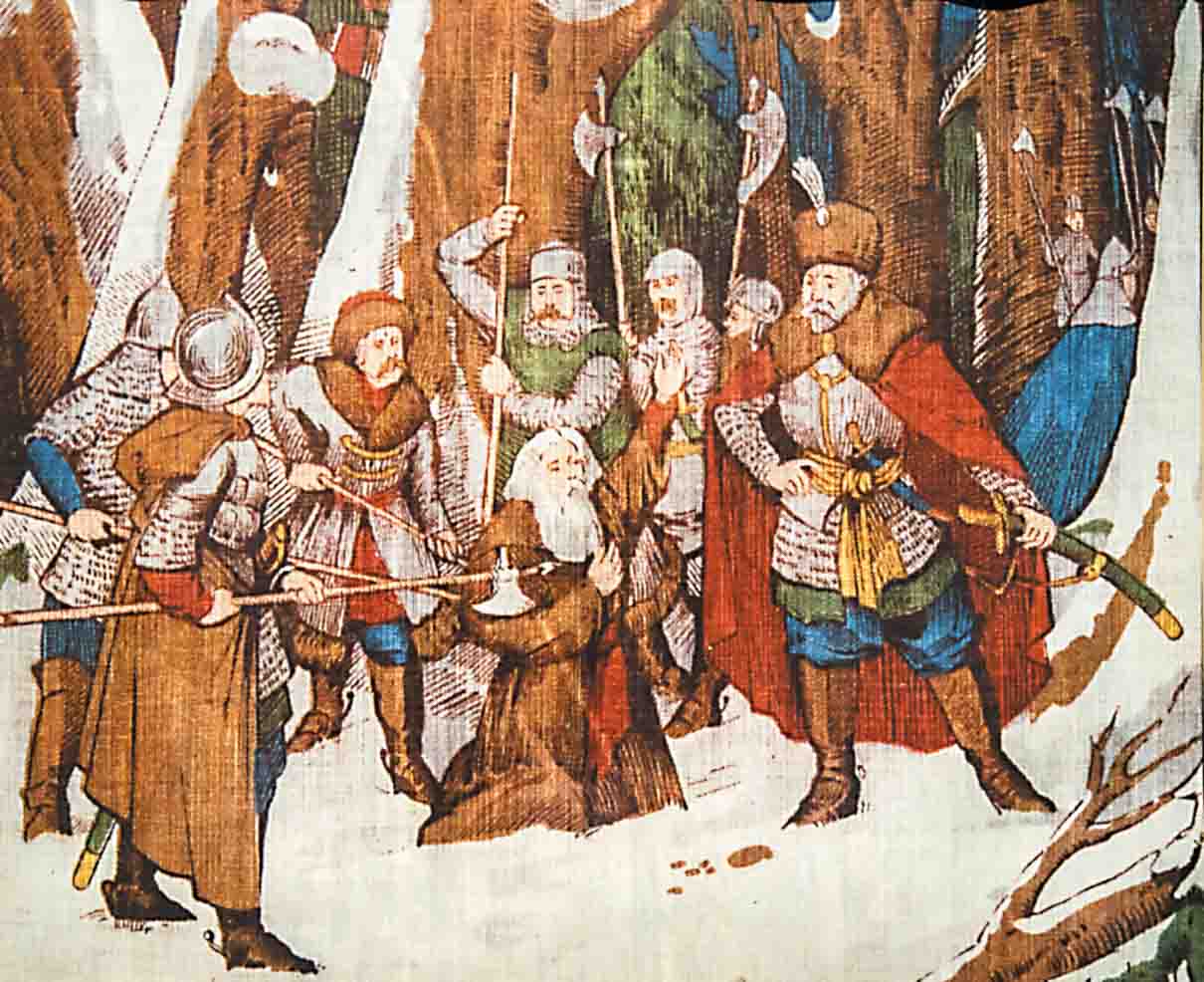 Сцена убийства Ивана Сусанина. С платка начала ХХ века