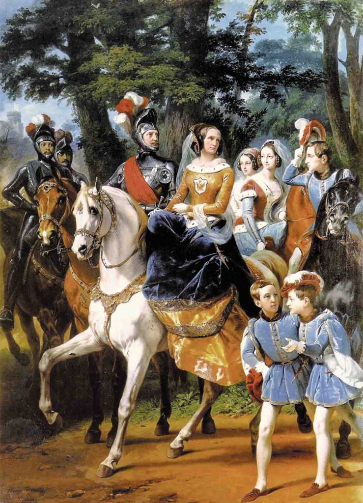 О. Верне. Царскосельская карусель (Семья императора Николая I в маскарадных костюмах). 1843 год
