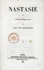 Обложка книги графа де Жюльвекура "Настасья" (Париж, 1842)