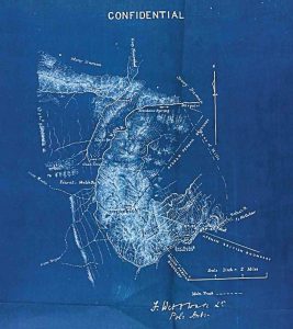 Синяя светокопия британской конфиденциальной карты района Кох-и-Малик-Сей