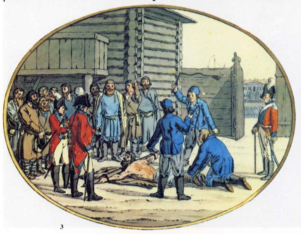 Г.-Х. Гейслер. Наказание плетьми. Гравюра. 1805 год