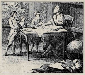 Учитель с учениками. Гравюра начала XIX века