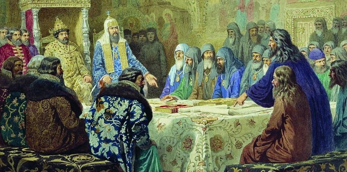 Церковный собор. 1654 год. Начало раскола. Алексей Кившенко, 1880