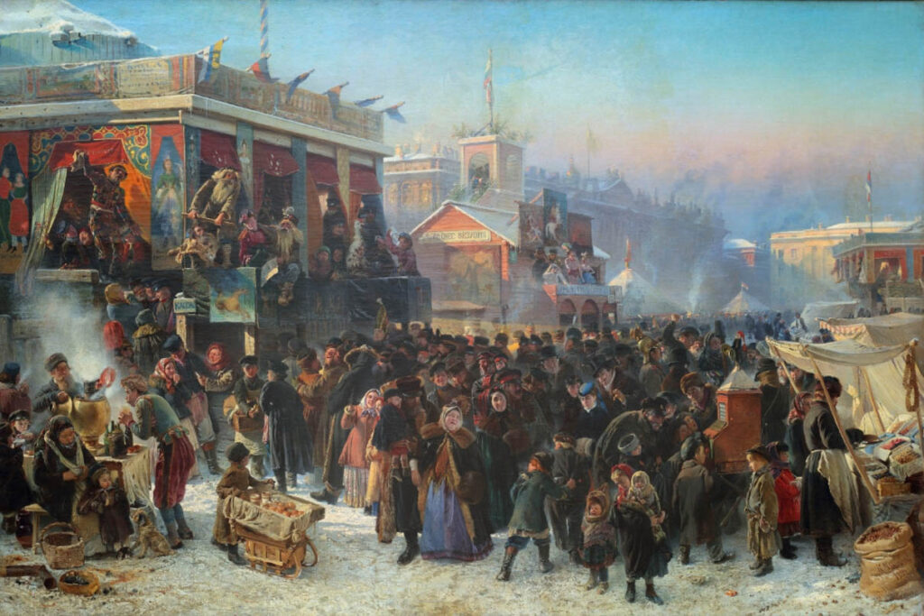 К.Е. Маковский. Народное гулянье во время масленицы на Адмиралтейской площади. 1869 год