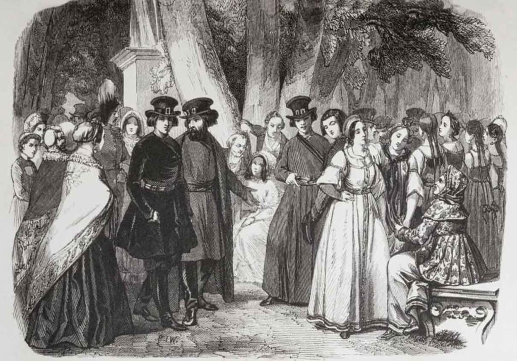 Сватовство в Летнем саду в Санкт-Петербурге