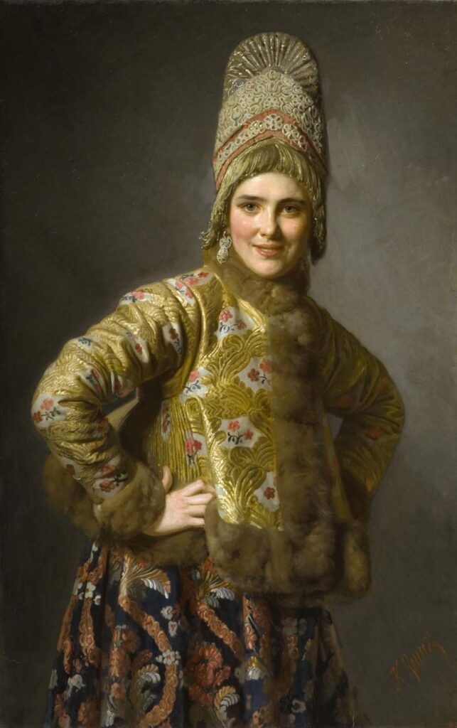 Одним из центральных экспонатов выставки стала картина "Русская девушка" кисти художника Карла Венига. 1889 год