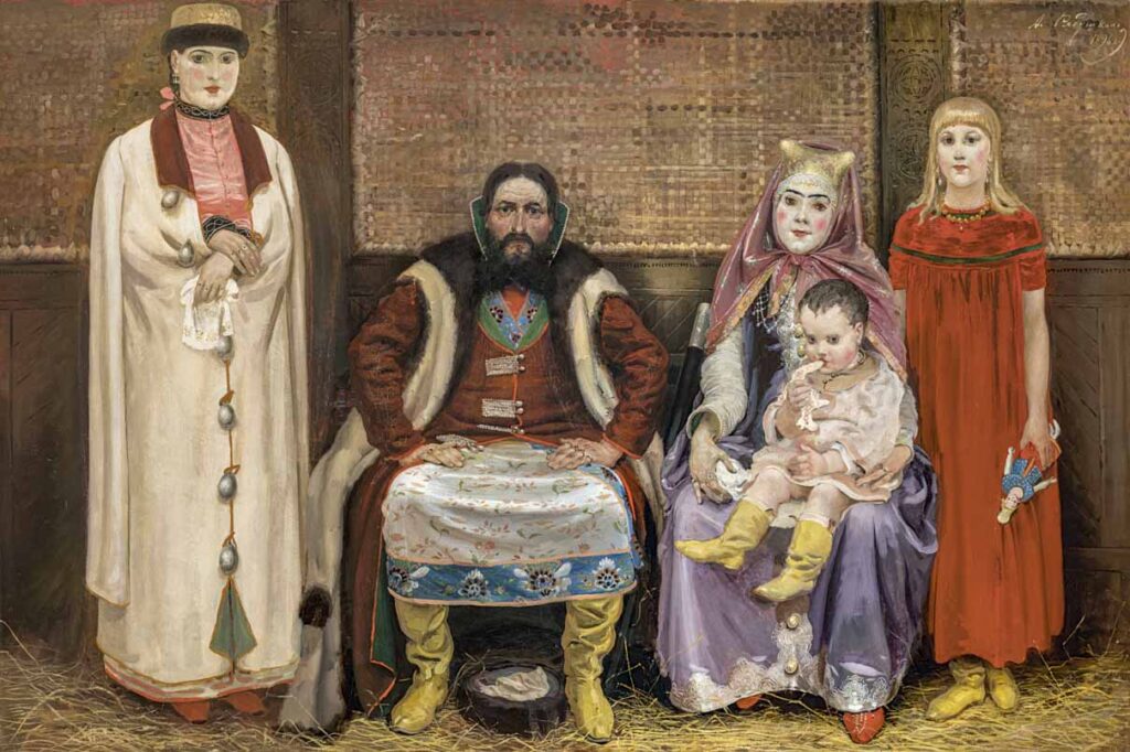 Знаменитая картина Андрея Рябушкина называется "Семья московского купца в XVII веке". 1896 год