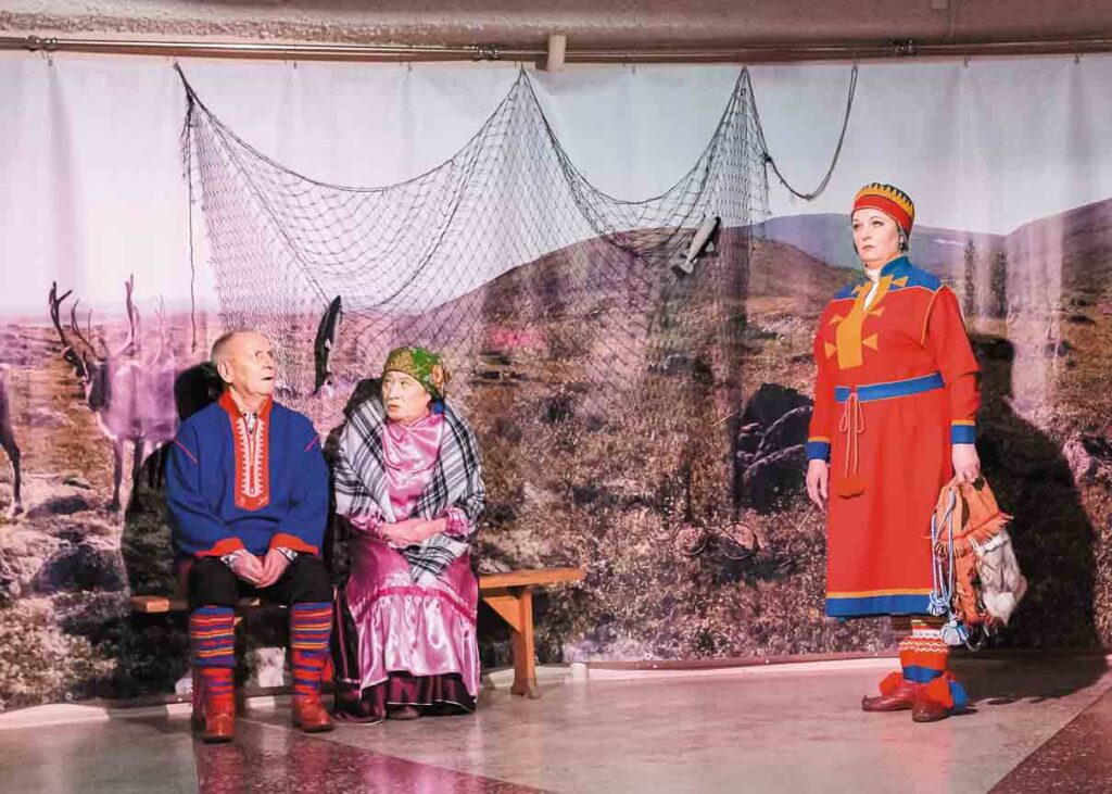 In the Sámi-language play Ainy Islands and the Dog’s Son, Anastasia Yakovleva (center) played one of the leading roles.
