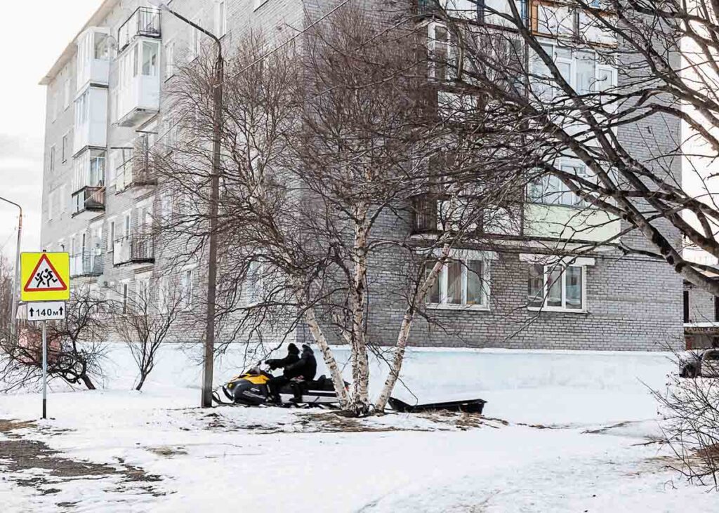 Snowmobiles have now replaced reindeer sleighs.