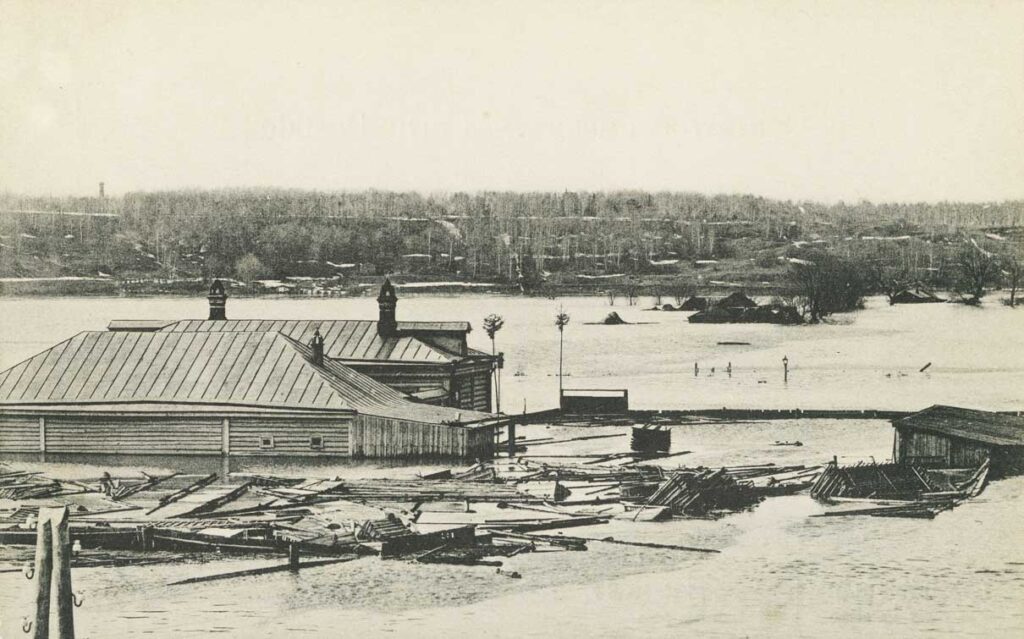 Огороды у Воробьевых гор в наводнение 1908 года