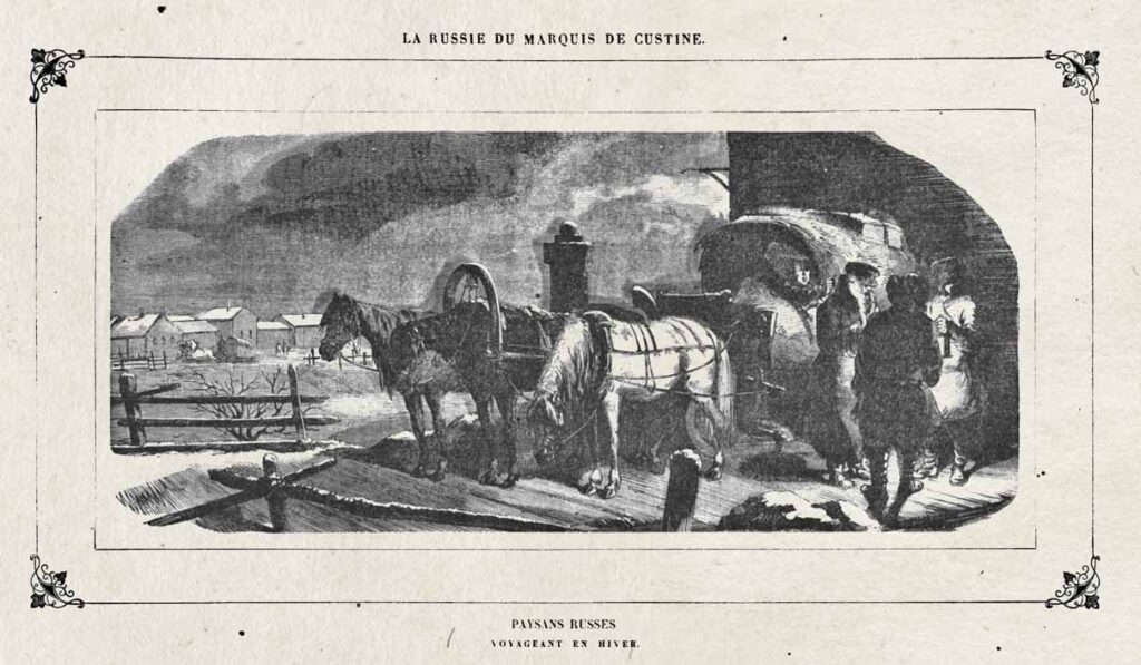 Русские крестьяне. Зимнее путешествие. Иллюстрация из французского издания 1855 года