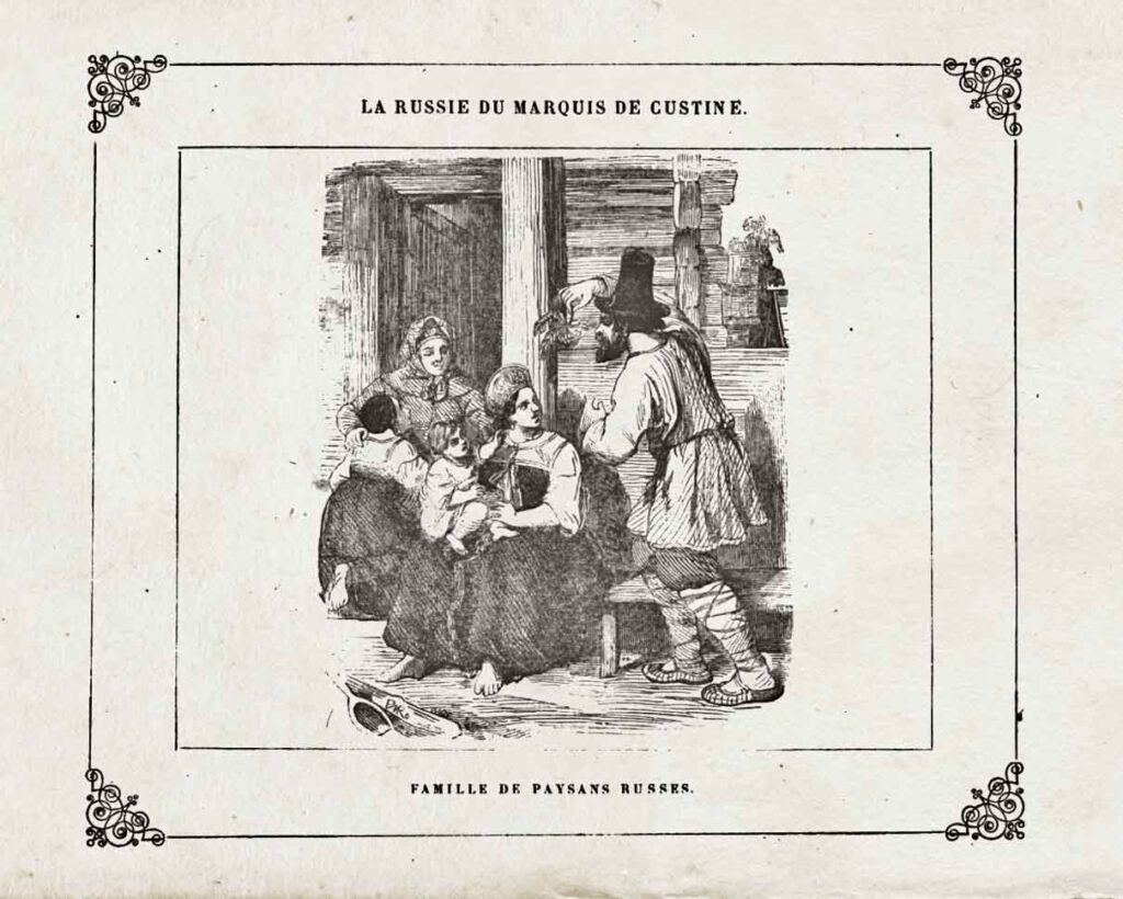 Русская крестьянская семья. Иллюстрация из французского издания 1855 года