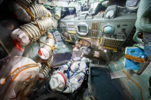 The Soyuz descent module. It is the spacecraft cabin where cosmonauts sit during launch, docking and return to Earth