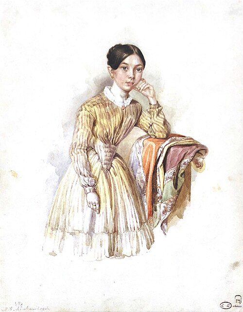 Egor Makovsky. Portrait of Alexandra Makovskaya. 1850s. Russian Museum