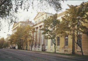 The building of the Burdenko Hospital as seen from Hospital Street