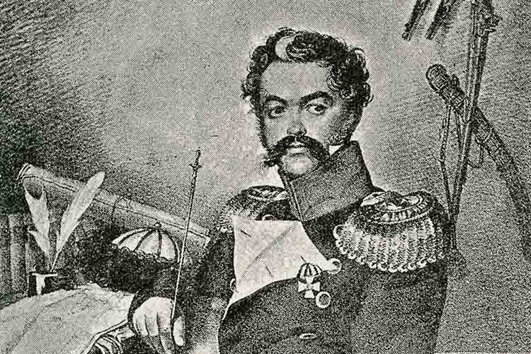 К.К. Гампельн. Портрет Дениса Васильевича Давыдова. Около 1825 года