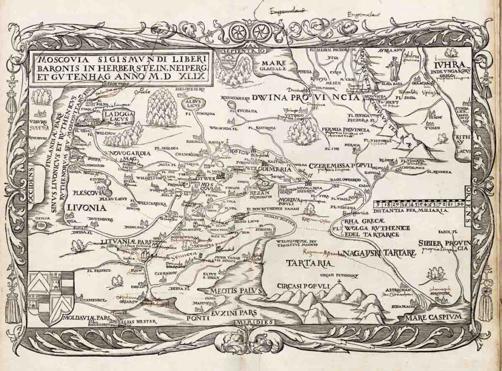 Map of Muscovy drawn by Herberstein. 1549