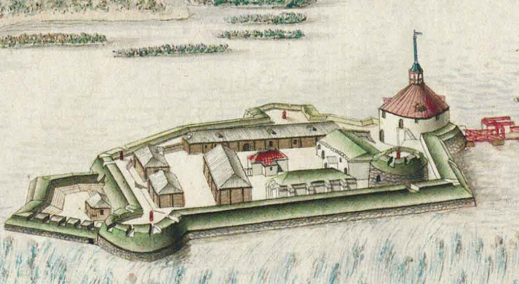 Фрагмент проспекта Кексгольмской крепости с восточной стороны. 1780 год. Замковый остров
