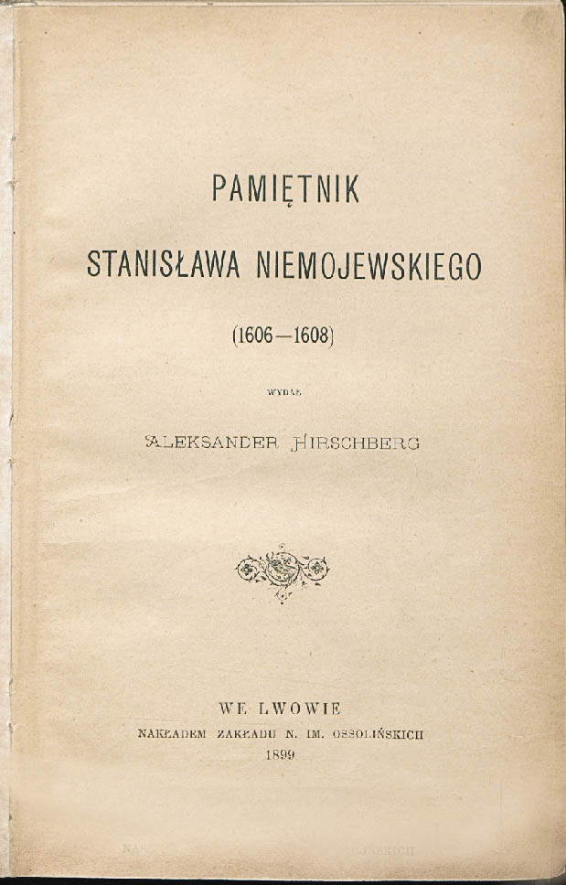 С. Немоевский. Записки. Львовское издание 1899 года. Титульный лист. Фото предоставлено Н. Золотаревой