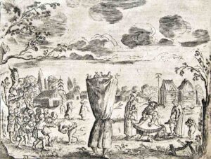 Popular entertainments of the 17th century. Engraving from A. Olearius's Description of a Journey to Muscovy and through Muscovy to Persia and Back