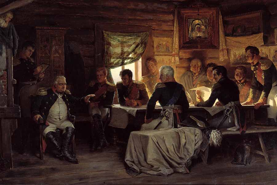 Картина Алексея Кившенко «Военный совет в Филях» (1880 год)